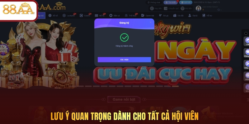 Lưu ý quan trọng dành cho tất cả hội viên 