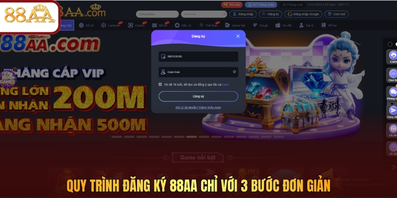 Quy trình đăng ký 88AA chỉ với 3 bước đơn giản 